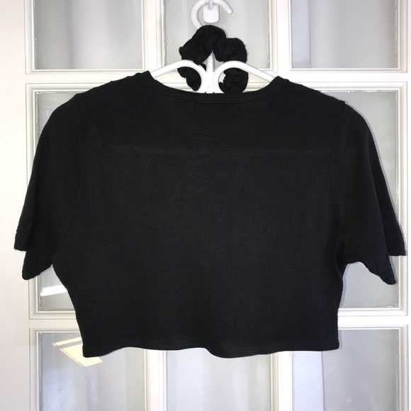 Reworked 1/1 Alfred Dunner Cropped Shirt and Scrunchie Set Black S - Picture 2 of 5